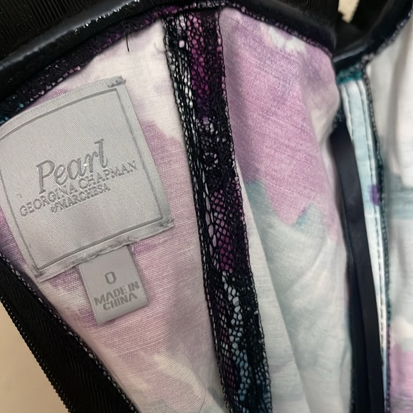 PEARL MARCHESA Dress Floral Black Lace Overlay Corset Mini Slip 0 - Picture 3 of 10